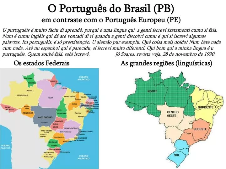 o portugu s do brasil pb em contraste com o portugu s europeu pe