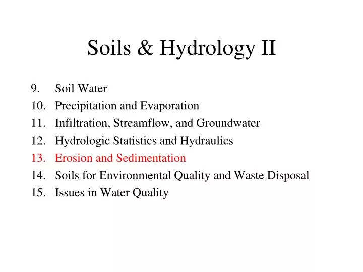 soils hydrology ii