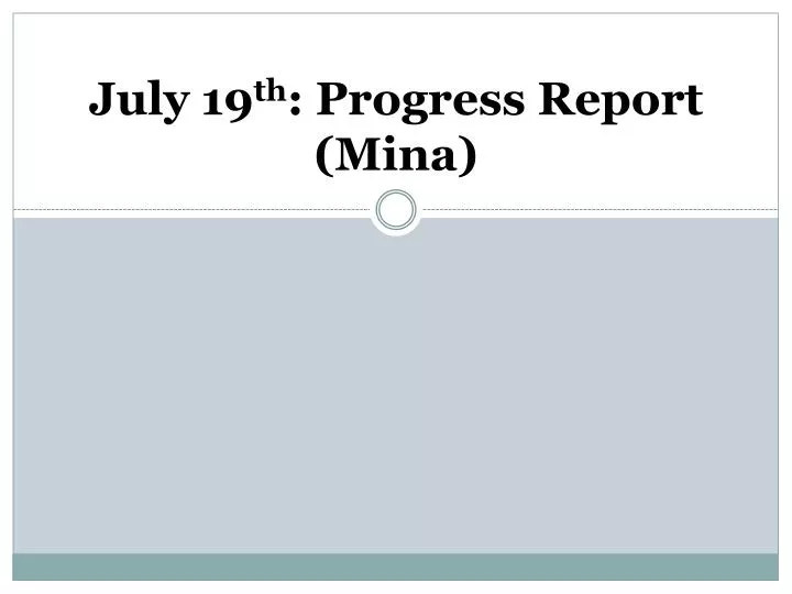 july 19 th progress report mina