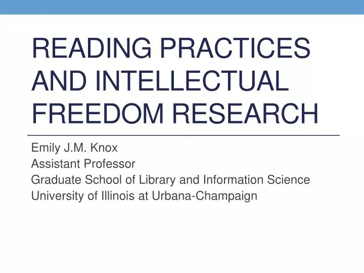 reading practices and intellectual freedom research