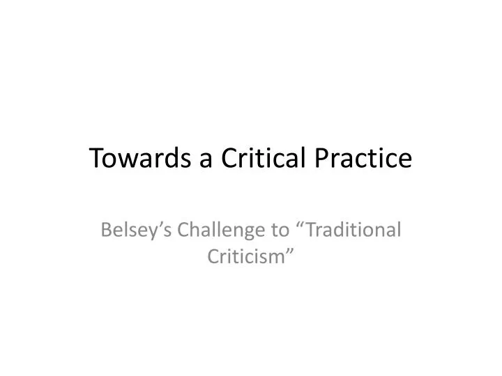 towards a critical practice