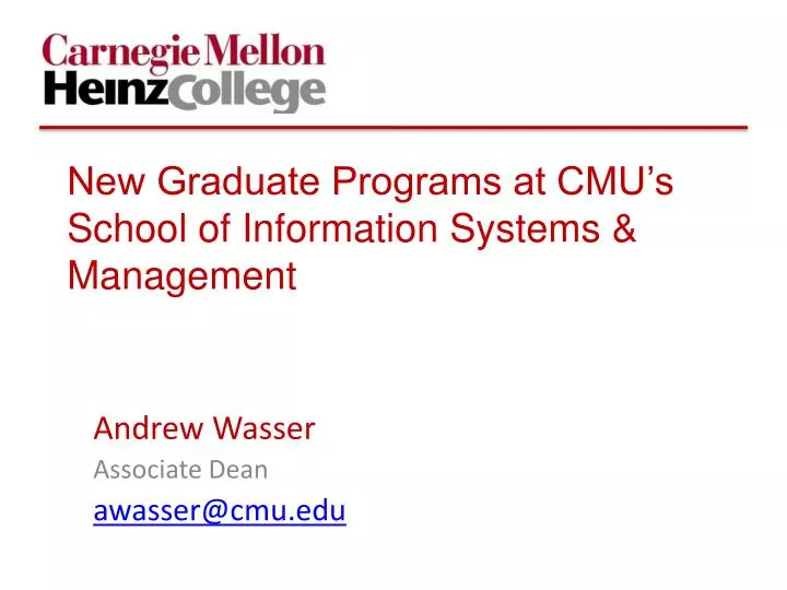 new graduate programs at cmu s school of information systems management
