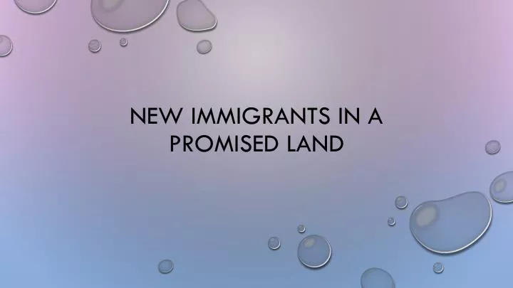new immigrants in a promised land