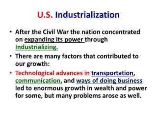 U.S. Industrialization