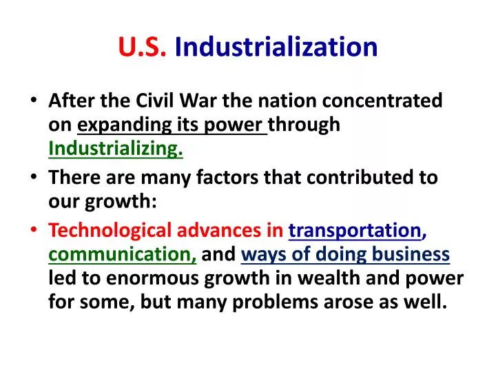 u s industrialization