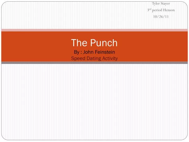 the punch by john feinstein speed dating activity