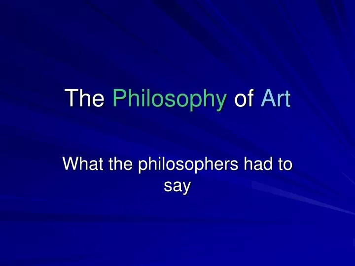 the philosophy of art