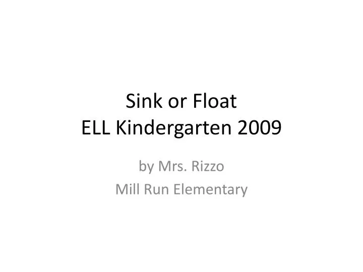 sink or float ell kindergarten 2009