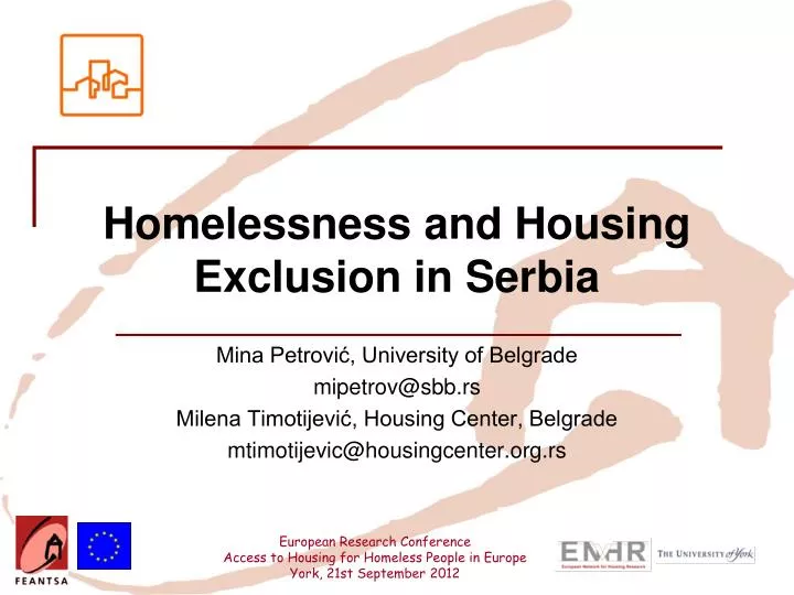 homelessness and housing exclusion in serbia