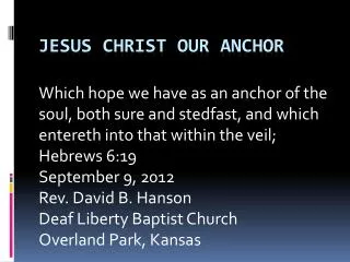 Jesus Christ our anchor