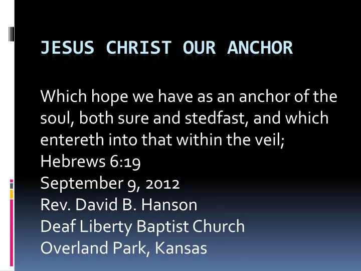 jesus christ our anchor