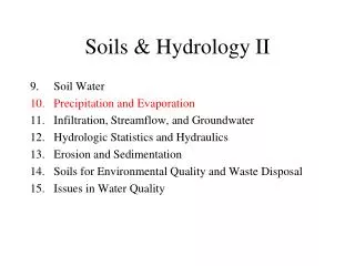 Soils &amp; Hydrology II