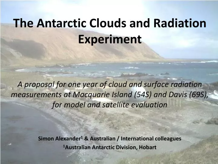 simon alexander 1 australian international colleagues 1 australian antarctic division hobart