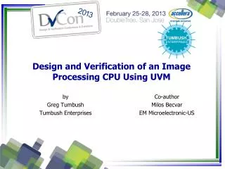 Design and Verification of an Image Processing CPU Using UVM