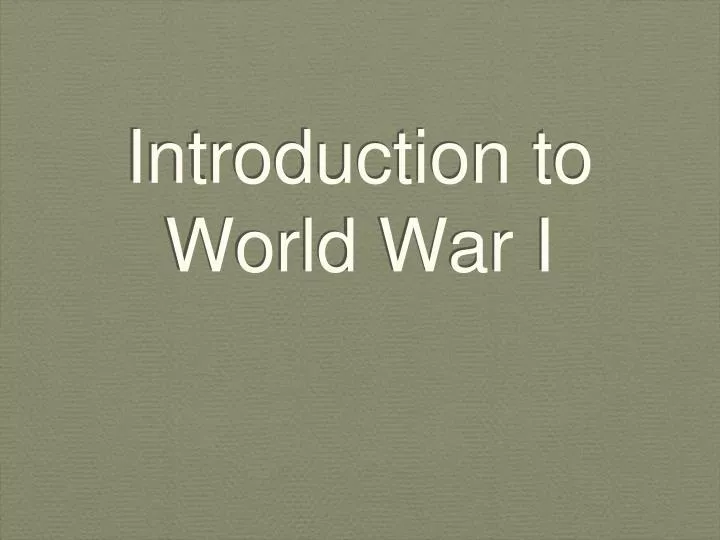 introduction to world war i
