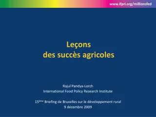 le ons des succ s agricoles
