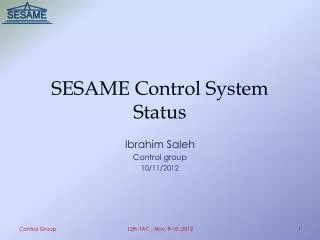 SESAME Control System Status