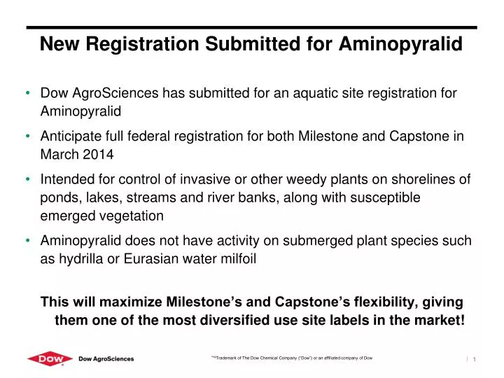 new registration submitted for aminopyralid