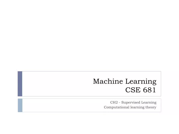 machine learning cse 681