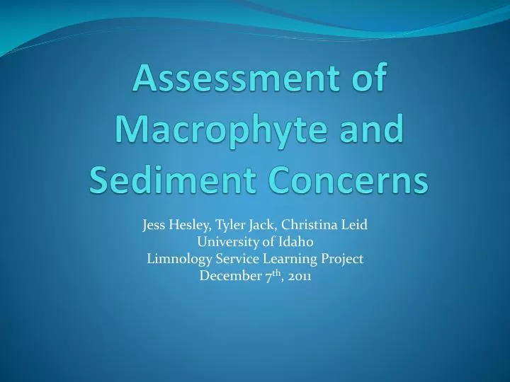 assessment of macrophyte and sediment concerns