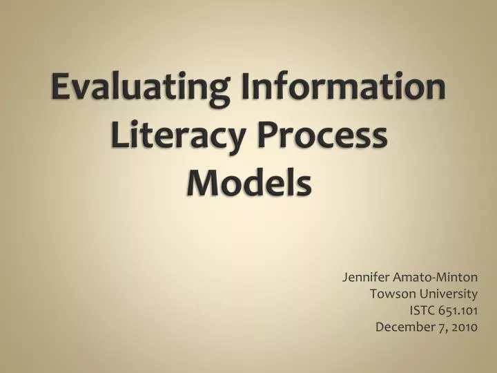 evaluating information literacy process models