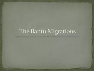 the bantu migrations
