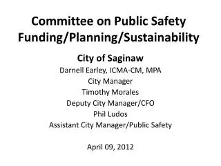 Committee on Public Safety Funding/Planning/Sustainability
