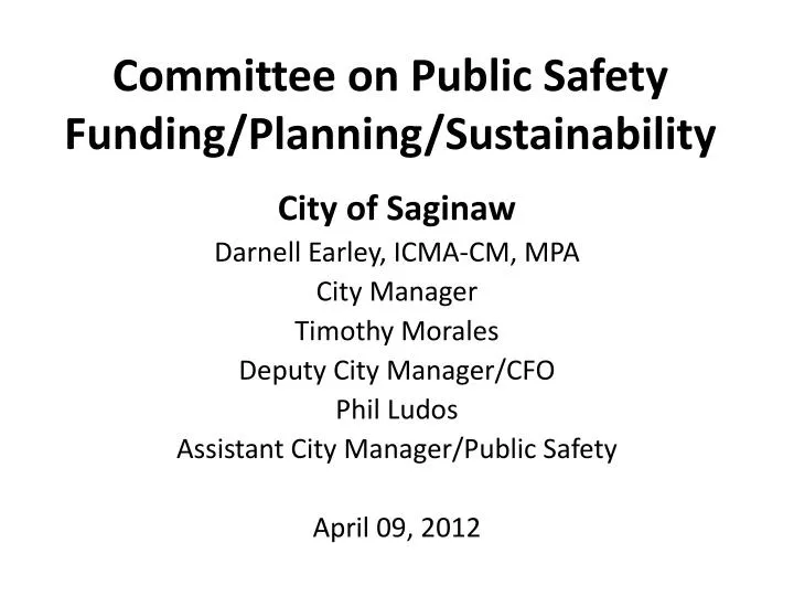 committee on public safety funding planning sustainability