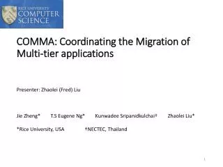 COMMA: Coordinating the Migration of Multi-tier applications