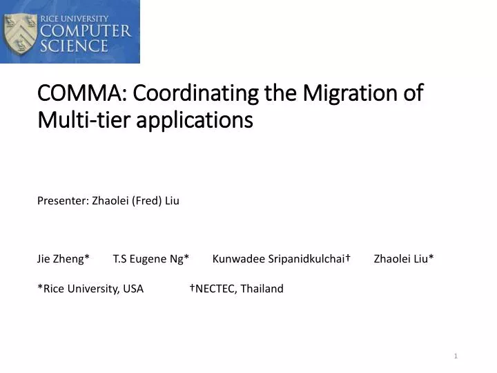 comma coordinating the migration of multi tier applications