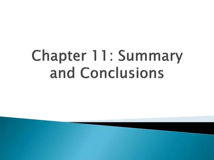 chapter 11 summary and conclusions