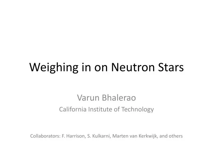 weighing in on neutron stars