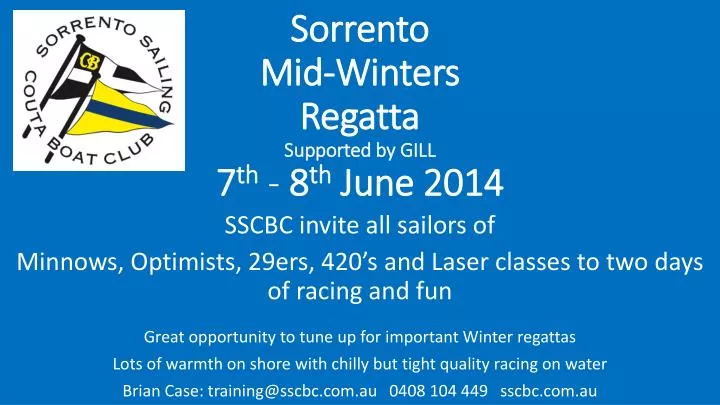 sorrento mid winters regatta supported by gill 7 th 8 th june 2014
