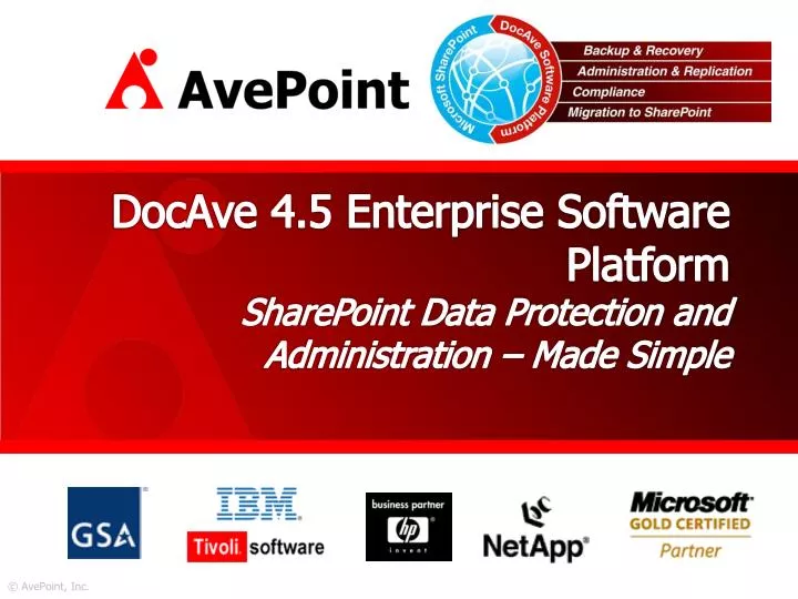 docave 4 5 enterprise software platform sharepoint data protection and administration made simple