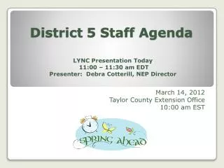 District 5 Staff Agenda