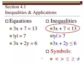 Section 4.1 Inequalities &amp; Applications