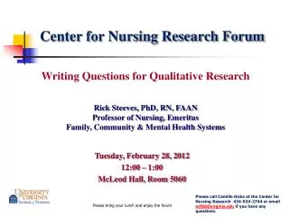 Center for Nursing Research Forum