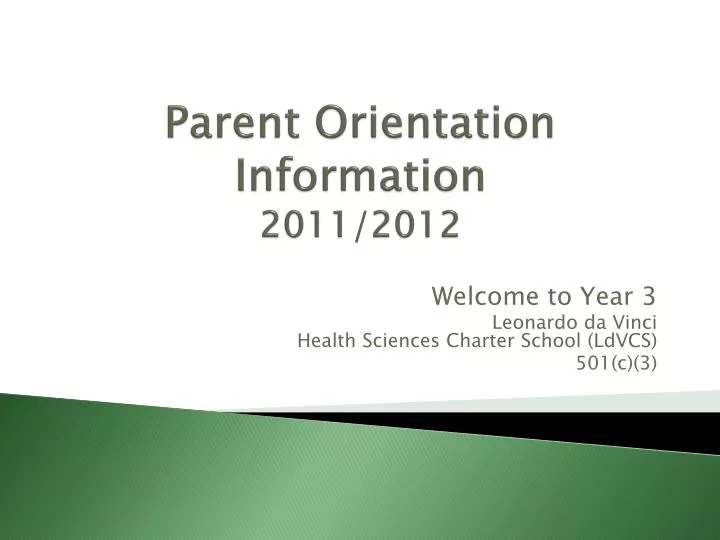 parent orientation information 2011 2012