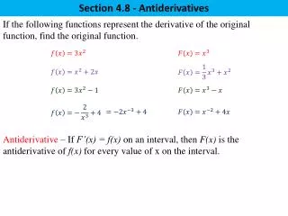 Section 4.8 - Antiderivatives