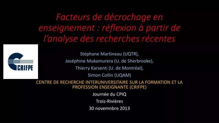 facteurs de d crochage en enseignement r flexion partir de l analyse des recherches r centes