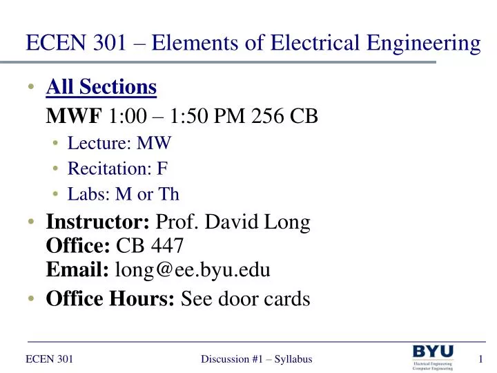 ecen 301 elements of electrical engineering