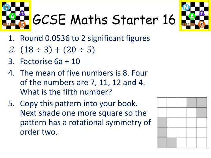 gcse maths starter 16