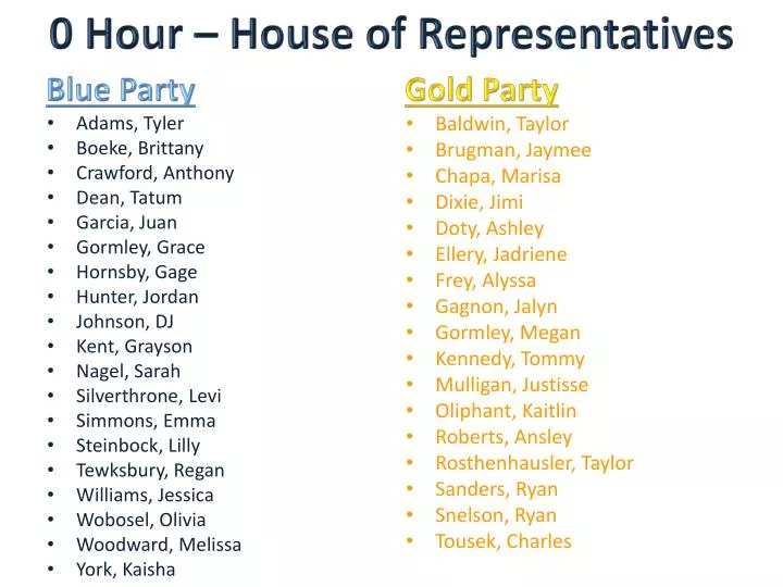 0 hour house of representatives