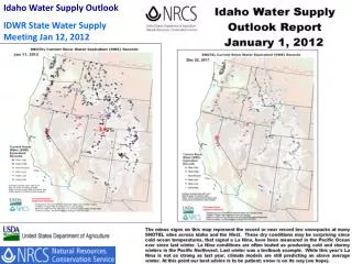 Idaho Water Supply Outlook IDWR State Water Supply Meeting Jan 12, 2012