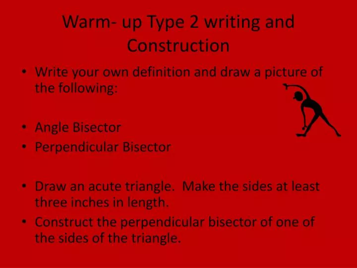 warm up type 2 writing and construction