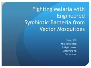 Fighting Malaria with Engineered Symbiotic Bacteria from Vector Mosquitoes