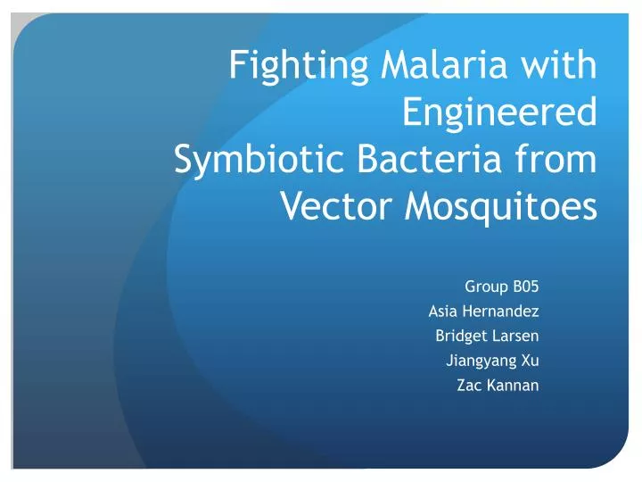 fighting malaria with engineered symbiotic bacteria from vector mosquitoes