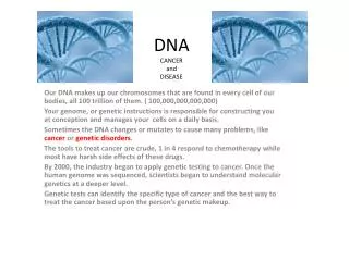 DNA CANCER and DISEASE