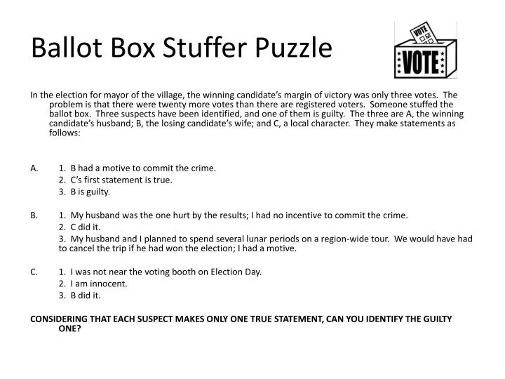 ballot box stuffer puzzle
