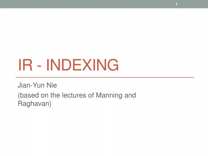ir indexing